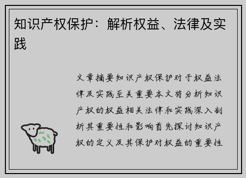 知识产权保护：解析权益、法律及实践